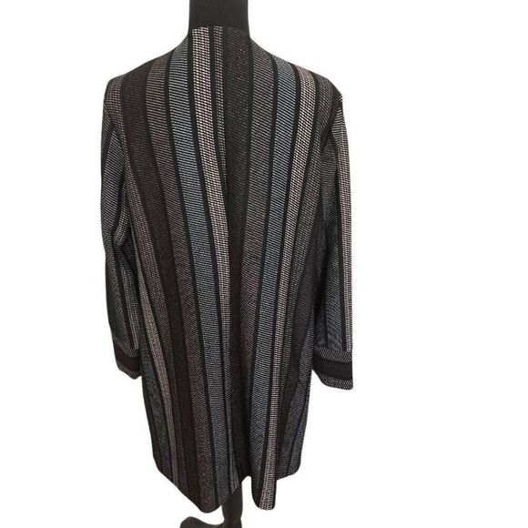 Chico's Womens Striped Longline Shine Duster Cardigan Jacket Black Size 1 (8/10) - Picture 3 of 13